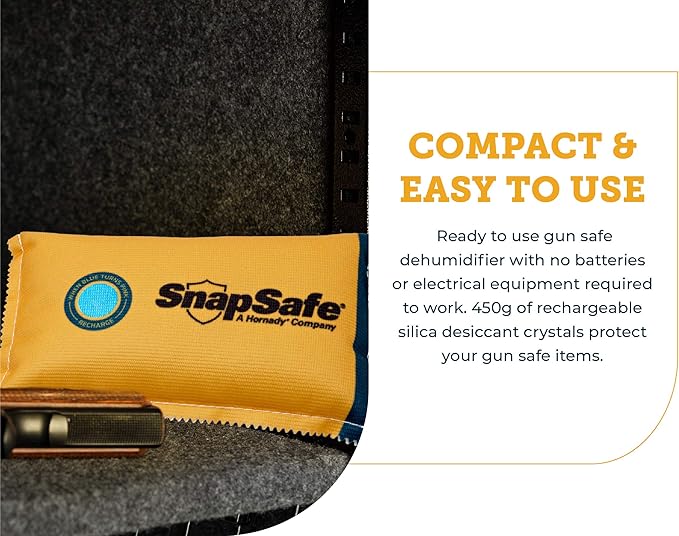 SnapSafe Reusable Dehumidifier Bag 450G, 75908 - Portable, Easy to Use Moisture Absorbers for Gun Safes & Cabinets - Prevent 