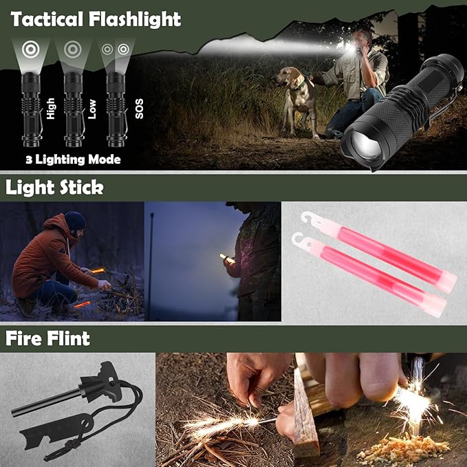 320 PCS Survival Kits First Aid Kit, Gifts for Men Christmas Him Dad, Survival Gear and Equipment with Tactical Molle Pouch f