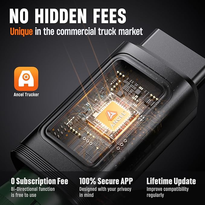 ANCEL HD100 Heavy Duty Truck Scanner with DPF Regen for Cummins & CAT Engines, Bluetooth Diesel Diagnostic Tool with
