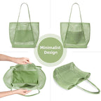 KALIDI BeachNylon Mesh Tote Bag, Casual Tote Bag Hobo Women Foldable MAX 23L Shoulder Bag For Beach Picnic Vacation