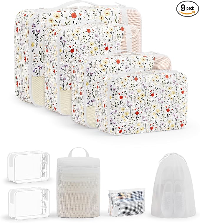 11 Set / 9 Set Packing Cubes for Travel,Gifts for Women Mom Kids,TSA Approved Bags for Makeup, Cosmetic, Toiletry, Organizers