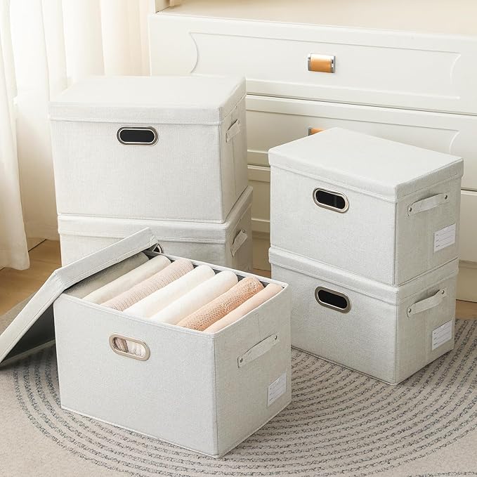 PRANDOM Collapsible Storage Bin with Lid [1-Pack] Fabric Foldable Storage Box Organizer Container Basket Cube with Cover for 