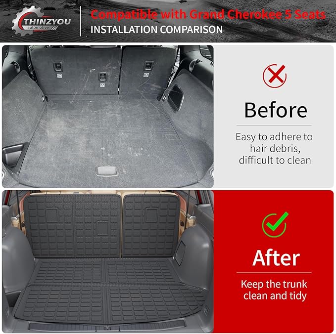 Floor Mats Compatible with 2022-2026 Jeep Grand Cherokee (Not Fit L or WK) Cargo Mat Back Seat Cover Protector 2025 Grand Cherokee Accessories (Fit 5 Seats,Trunk Mat+Backrest Mats+Floor Mats)