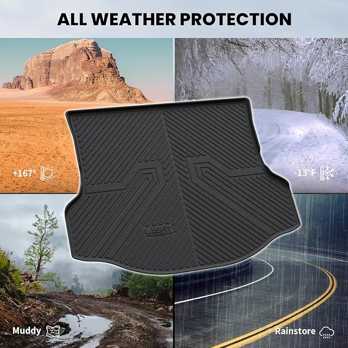 LASFIT Cargo Trunk Mat for Toyota RAV4 2018 2017 2016 2015 2014 2013 (Include Hybrid) All Weather TPE Rear Trunk Cargo Liner Custom Fit Waterproof RAV 4 Cargo Tray Accessories, Black