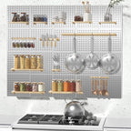 FZK Peg Board, 4 Pack Metal Pegboard Kit,Silver Pegboard Wall Organizer with 32 Pcs Hooks, Peg Board for Walls Home, Garage T