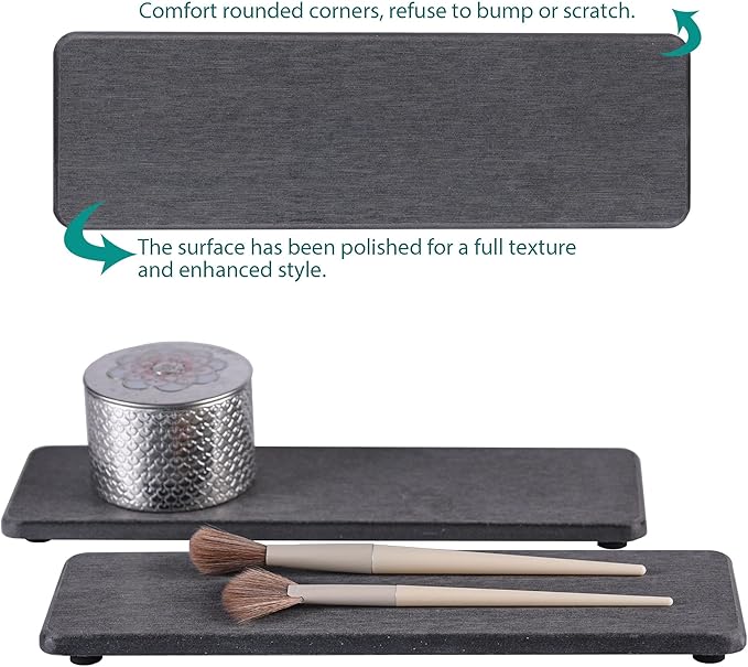 NiuYichee 2 Pcs Water Absorbing Stone Trays, Kitchen/Bathroom Sink Soap Dish, Diatomite Tray Used for Hand Soap & Cosmetic Bo
