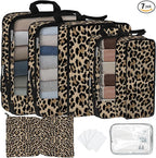 7 Pcs Compression Packing Cubes for Travel, Waterproof Suitcase Luggage Backpack Organizer with Toiletry Bag Travel Essential