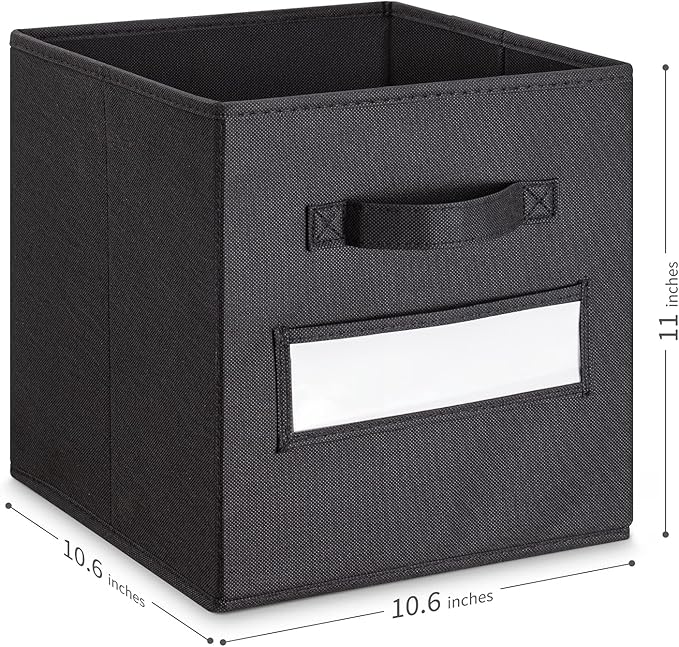 artsdi 11 Inch Storage Cube,Storage bin,cube storage (Set of 10) Foldable Fabric Cube Storage Bins with 10 Labels Window Card