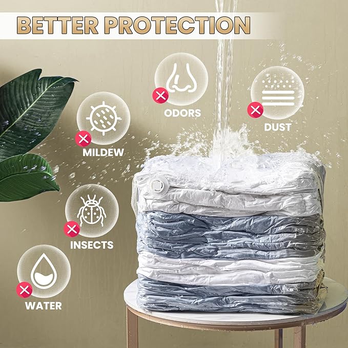 TAILI 6 Pack Vacuum Storage Bags, Cube Space Saver Bags Combo (3 Jumbo +3 Medium), Vacuum Seal Bags for Bedding, Clothing, Co