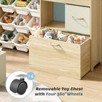 EXPERLAM Toy Storage Organizer for Kids, 9-Bin Toy Organizer with 2-Drawers, Movable Toy Chest and Top Rack, Multifunctional 