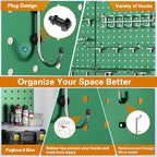 PegBoard, 68PCS Heavy Duty Metal Pegboard with Hooks, Heavy Duty Peg Board for Walls Home, Garage Tool Storage, Workbench, Cr