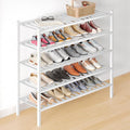 Smiry Bamboo Shoe Rack for Closet, 5 Tier Long Wooden Stackable Shoe Organizer, Free Standing Shoes Storage Shelf for Entrywa
