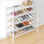 Smiry Bamboo Shoe Rack for Closet, 5 Tier Long Wooden Stackable Shoe Organizer, Free Standing Shoes Storage Shelf for Entrywa