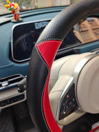 Fashion Cat Ear Leather Steering Wheel Cover Women Girl 15"(38cm) Universal Fit Auto D Shaped Leather Steering Wheel Covers (