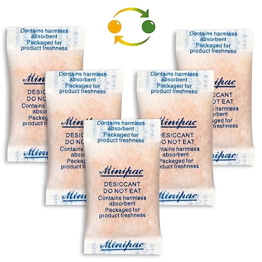 LotFancy Silica Gel Packets 0.5g 300 Pack, Color Indicating Desiccant Packs, Moisture Absorber for Spice Jars, Seed Storage, 