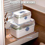 2-Pack Medicine Storage Box, Small & Large Portable Medicine Cabinet Organizer with Trays, Plastic First Aid Box Empty for Fa