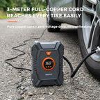 Cordless Tire Inflator Portable Air Compressor 100PSI with Auto Shut-Off, Built-In Cord & Hose Storage, 3-Meter Copper Power Cord, LED Light for Car Motorcycle Bike Ball