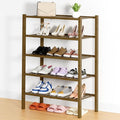 Smiry Shoe Rack, 5 Tier Thick Bamboo Shoe Organizer, Stackable Free Standing Wooden Shoe Storage Shelf for Closet, Entryway, 