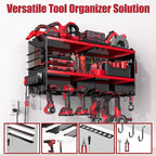 Spampur Heavy Duty Power Tool Organizer Wall Mount with Charging Station – 420 lb Capacity 3-Tier Storage Rack Holds 6 Drills