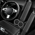 NBTEPEM 6 PCS Car Steering Wheel Cover Set, Microfiber Leather Steering Wheel Covers Universal 14.5-15 inch, Center Console Cover, Seat Belt Cushion, Cup Holder Coaster, Car Accessories Set White