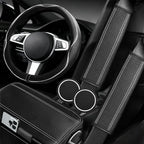 NBTEPEM 6 PCS Car Steering Wheel Cover Set, Microfiber Leather Steering Wheel Covers Universal 14.5-15 inch, Center Console Cover, Seat Belt Cushion, Cup Holder Coaster, Car Accessories Set White