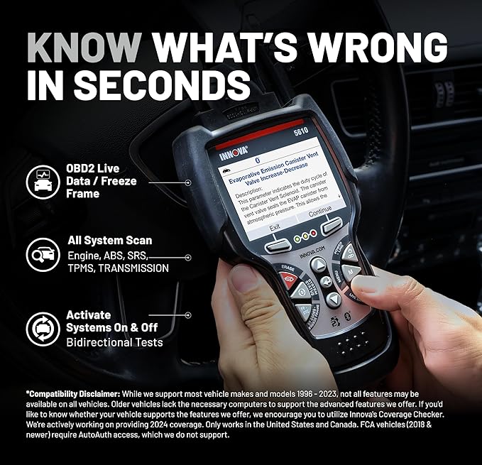 Innova 5610 OBD2 Bidirectional Scan Tool - Understand Your Vehicle, Pinpoint What's Wrong, and Complete Your Repairs with Less