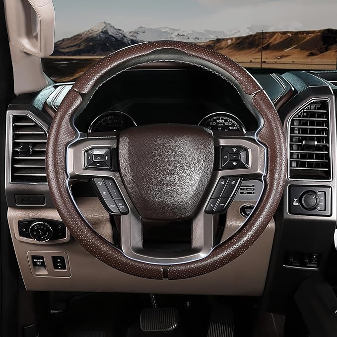 Steering Wheel Cover for Ford F150 2015-2020/ F250 2017-2022/ F350 2017-2022/ F450 2017-2022/ F550 2017-2022/ Ford Expedition 2018-2021 Steering Wheel Protector for Ford Steering Wheel Accessories