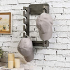 MyGift Hat Organizer for Baseball Caps, Wooden Vertical Hat Rack Wall Mounted with 10 Hooks, Rustic Gray Solid Wood Hanging H