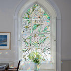Coavas Static Cling Privacy Window Film, 96% UV & Heat Blocking, Stained Glass Window Film Floral Design, Non-Adhesive, for Bathroom, Front Door, Shower Enclosure‌(Vinyl, 23.6" x 78.7 ")