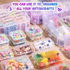 Funtopia Bead Organizers and Storage, 56 Pcs Small Plastic Containers with Lids and 3-Tier Stackable Storage Box, Mini Clear 
