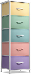 Sorbus Fabric Dresser for Kids Bedroom - Chest of 5 Drawers, Tall Storage Tower, Clothing Organizer, for Closet, for Playroom