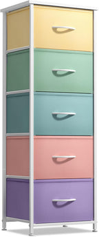 Sorbus Fabric Dresser for Kids Bedroom - Chest of 5 Drawers, Tall Storage Tower, Clothing Organizer, for Closet, for Playroom