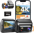 DDPAI 4K Dash Cam Front and Rear, Built-in 32G eMMC Dual Dash Car Camera,64GB Card Included Dashcam,Night Vision Dash Camera,