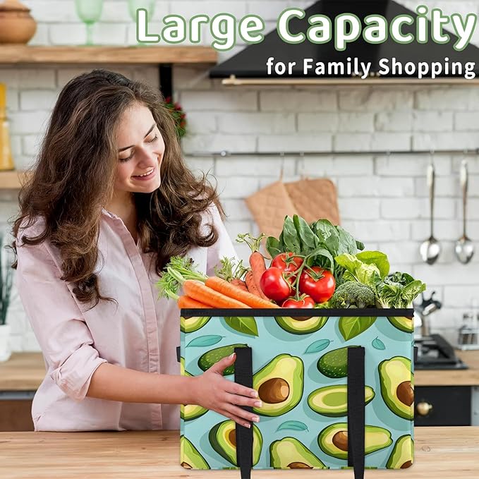 Reusable Grocery Bag, Foldable Large Shopping Tote Bag for Groceries Kitchen Picnic Car Trunk