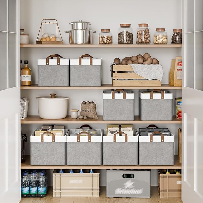 StorageWorks Storage Bins, Fabric Storage Bins for Shelves, Extra Large Storage Baskets with Metal Frame, Closet Baskets and 