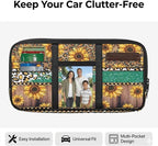 Sunflower Zippered Heavy Duty Sun Visor Organizer with Picture Holder Velcro Strap Storage Pouch with Multi-Pocket and Elastic Bands Easy Installation Universal Fit for Most Cars SUV