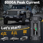 Car Jump Starter, 8000A Peak 26800mAh (Up to All Gas or 10.0L Diesel Engine, 50 Times) 12V Auto Booster Battery Charger Jump