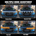 JMTBNO 94" Car LED Hood Light Strip,Dual Color Dynamic Scan Start Up Hood light Exterior,Daytime Running Lights White&Amber Switchback Sequential Turn Signal Lights
