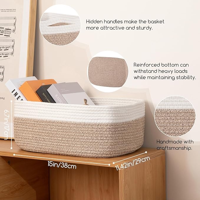 OIASKET Storage Baskets for Organizing 3 Pack, Woven Baskets for Shelves, Closet Organizer Bins Empty Gift Basket Toy Storage