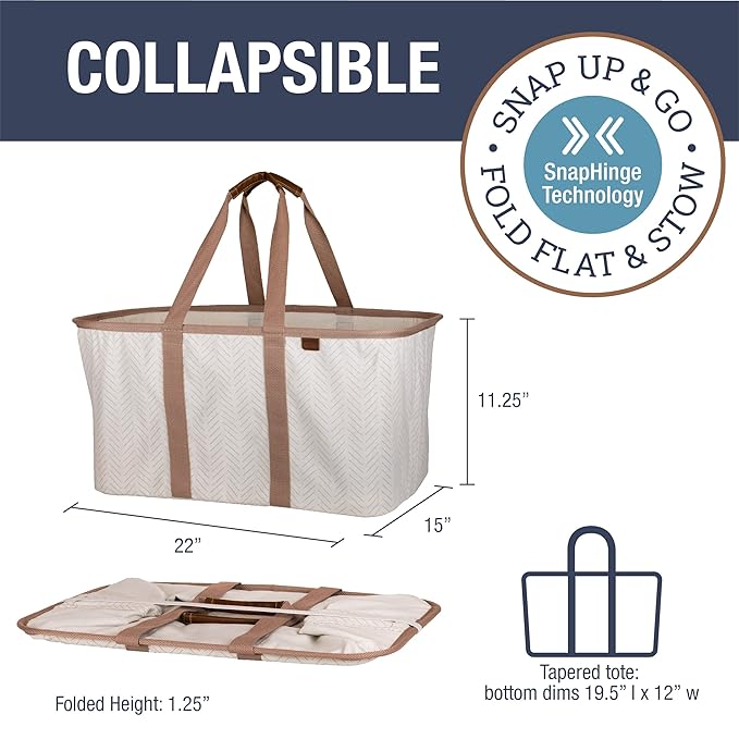 CleverMade Collapsible Laundry Tote 2-Pack (50L) – Foldable Carry-All Storage Bin for Laundry, Car Trunk, RV, Dorm & Home Org