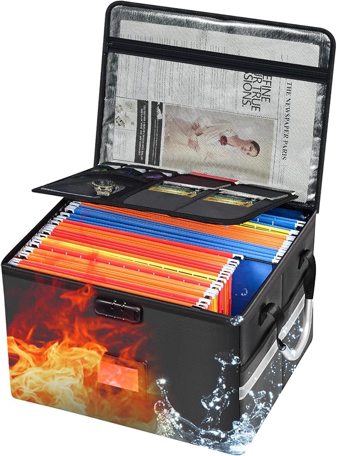6200°F Upgraded Fireproof Document Box with 10-Layer Heat Decay Structure for Letter Legal Folders Home Office and Business T