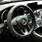 Moyishi Top Leather Steering Wheel Cover Universal Fit Soft Breathable Steering Wheel Wrap (Black)