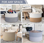 INDRESSME 115L Extra Large Cotton Rope Basket, Blanket Basket for Home Decor Living Room Nursery, Toy Storage Baskets for Kid
