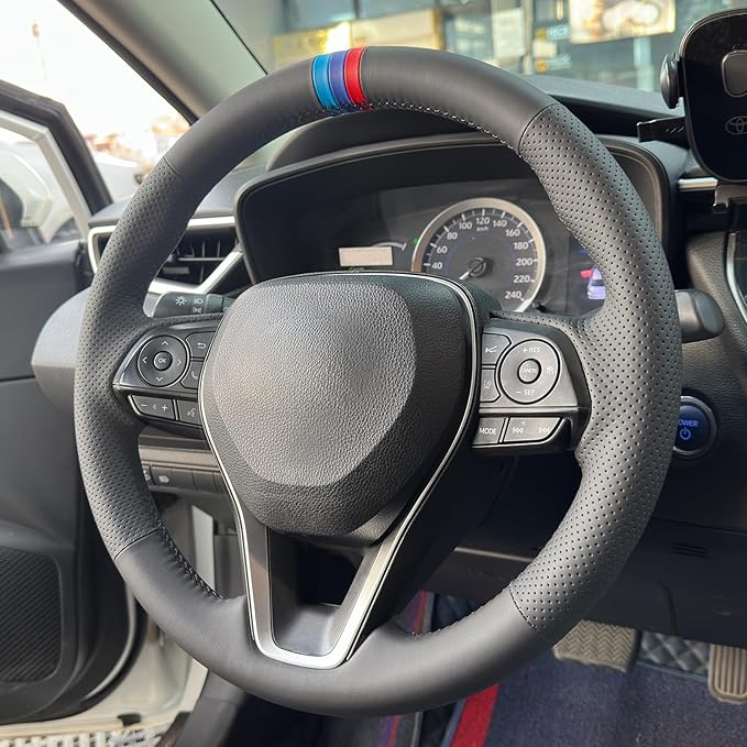 MEWANT Hand Sewn Steering Wheel Cover for Toyota Camry 2018-2019/Toyota Avalon 2019/Toyota Corolla 2019-2020/Toyota RAV4 2019 Steering Wheel Accessories