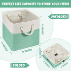 Geiserailie 6 Pcs 11 x 11 Inch Cube Storage Bins Fabric Storage Organizer Bins Foldable Cube Baskets with Sturdy Carry Handle