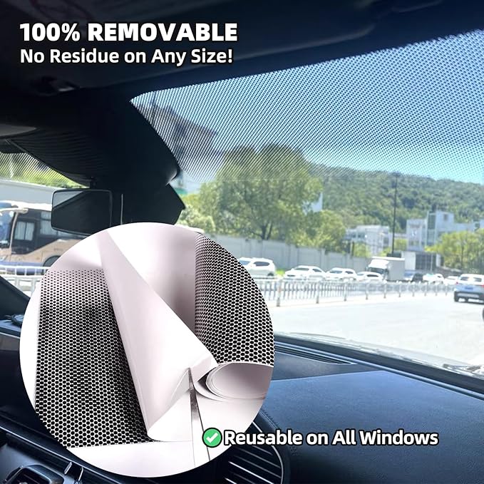 Car Windshield/Rear Window Sunshade Film - Static Cling & Reusable | Heat & UV Blocking | Gradient Black Design | 78.7" x 6" Universal | Tools Included (1 PCS)