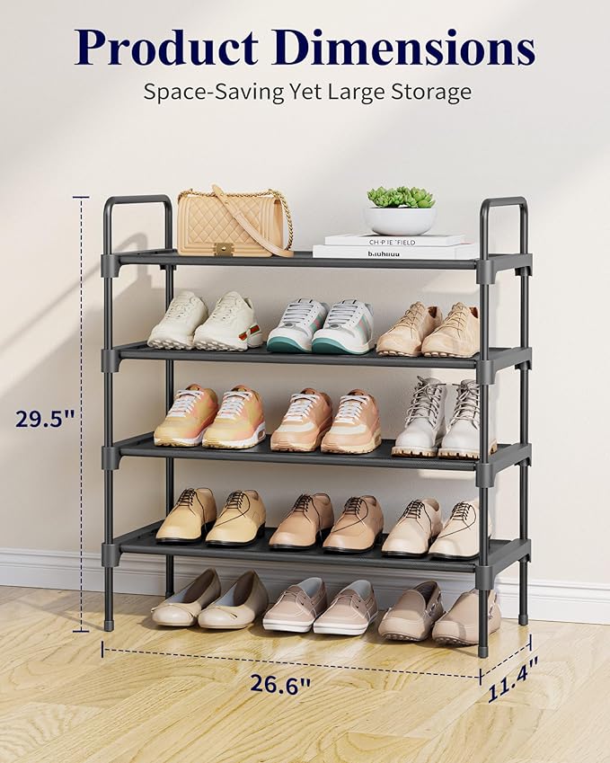 Kitsure Shoe Rack for Closet, Shoe Organizer for Front Door Entrance, Stackable Shoe Shelf, Detachable Closet Organizers and 