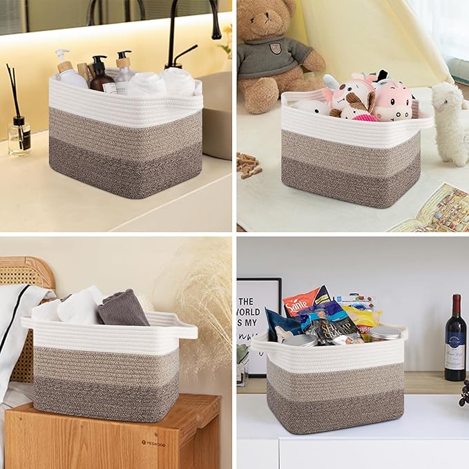OIASKET Storage Baskets for Organizing, Woven Baskets for Shelves, Rectangle Decorative Organizer for Storage Clothes, Toy, B