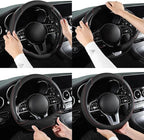 Car Steering Wheel Cover, Microfiber Leather Steering Wheel Cover Universal Fit 14.5-15 inch Anti-Slip Comfortable Breathable