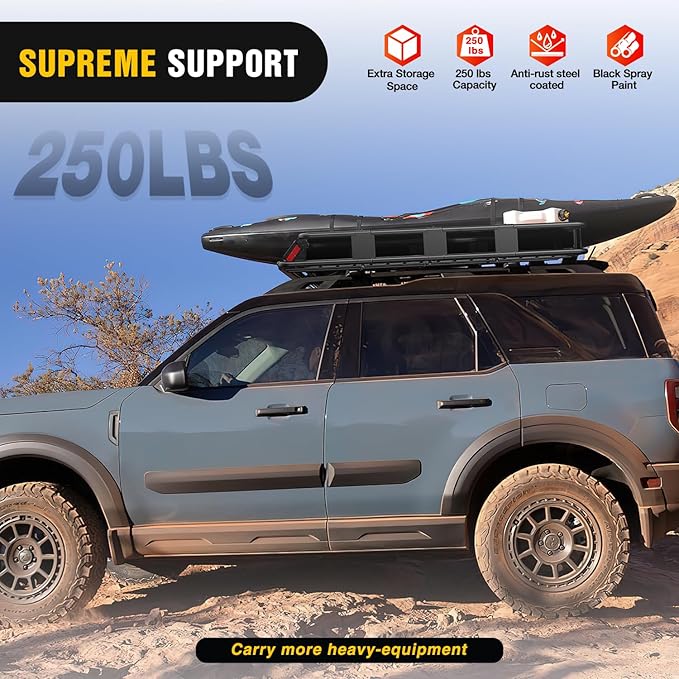 Nilight 64" x 39" x 6" Universal Roof Rack Cargo Basket Heavy-Duty 250LBS Capacity Rooftop Cargo Carrier Luggage Holder for SUV Truck Vehicle